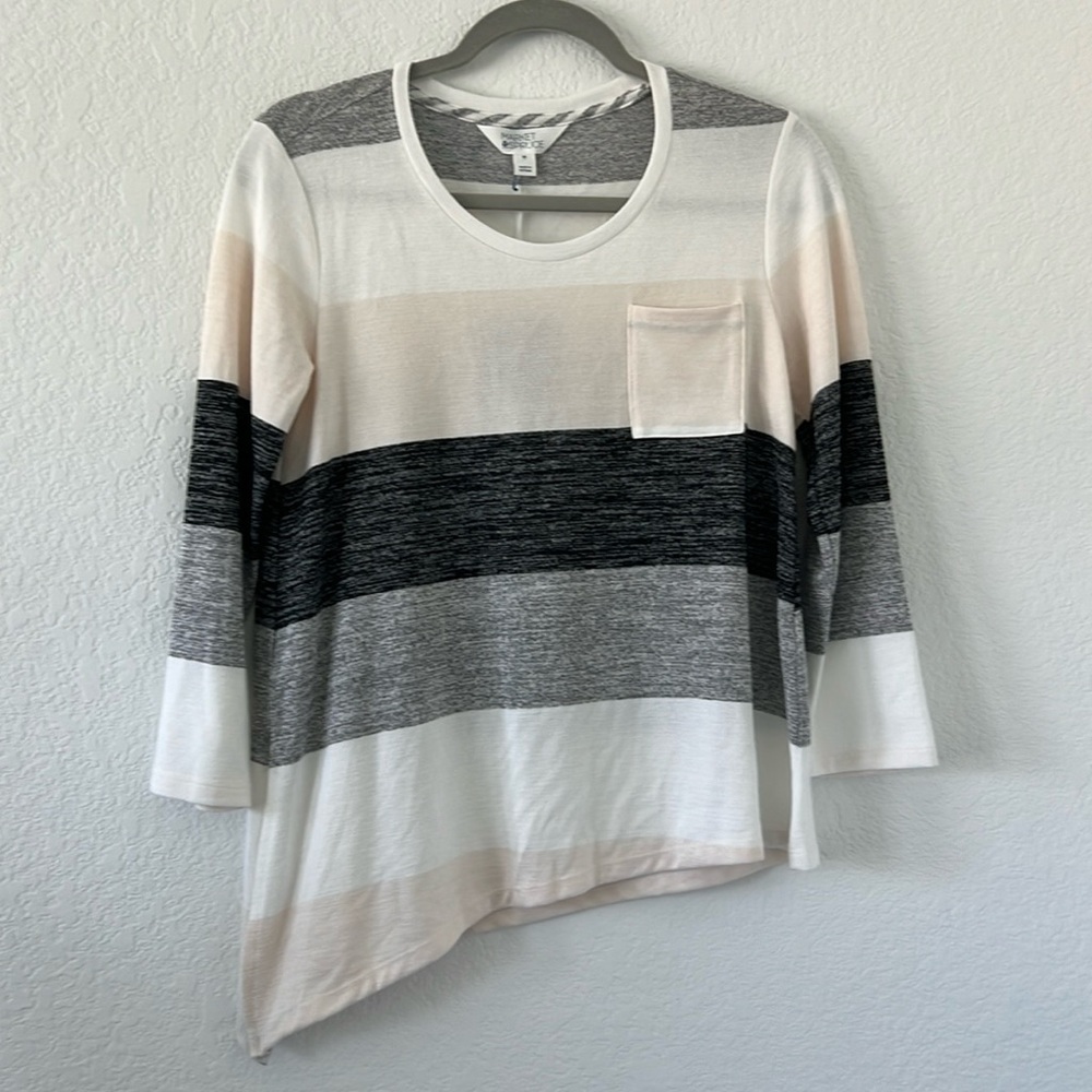 NWT Market & Spruce Vreelan 1 Pocket Side Knot Striped Knit Top Size XS 🌹 - Picture 2 of 6